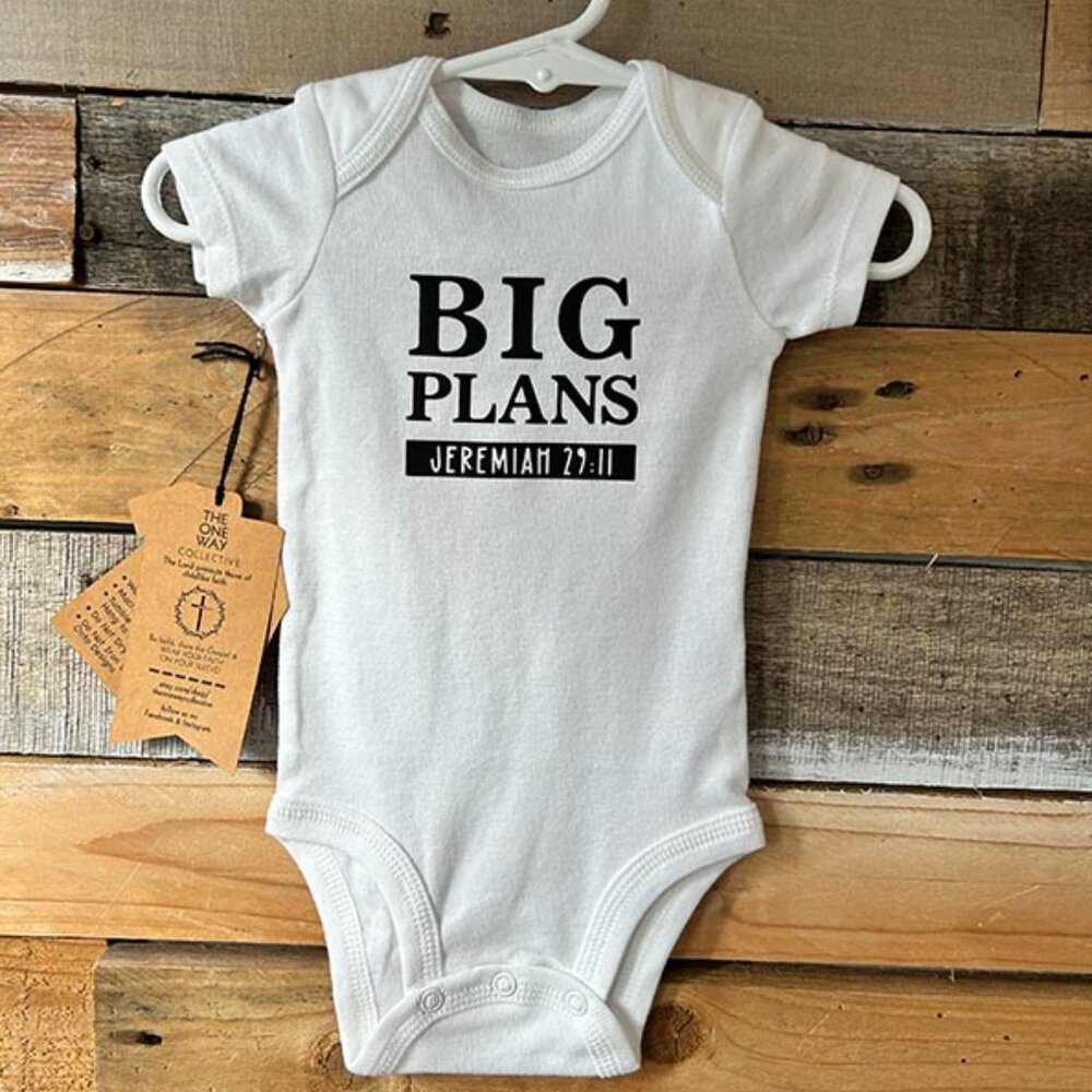 Baby Onsie, Big Plans Graphic, 3 months, White